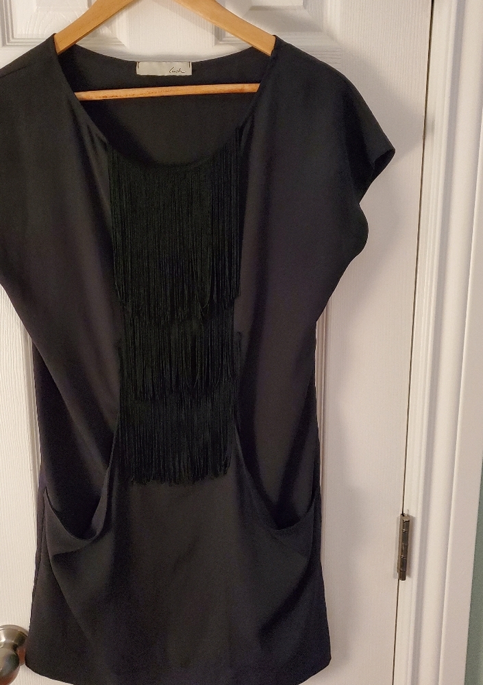 Lush fringe mini shift dress